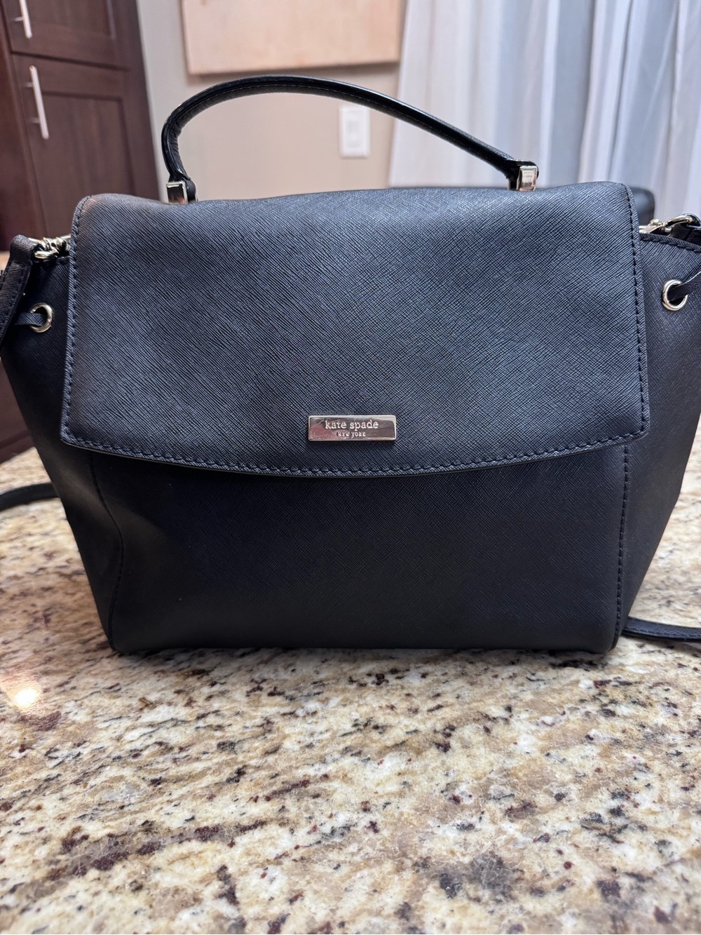 kate spade Black Saffiano Leather crossbody purse